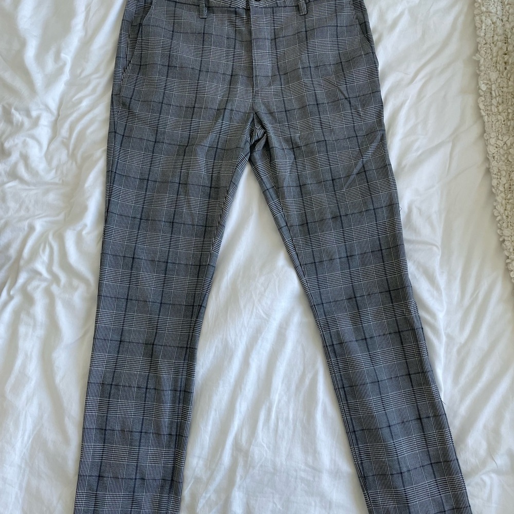 Topman Black and White Checkered Trousers